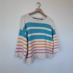 Loft Colorful Striped Boat Neck Sweater size M